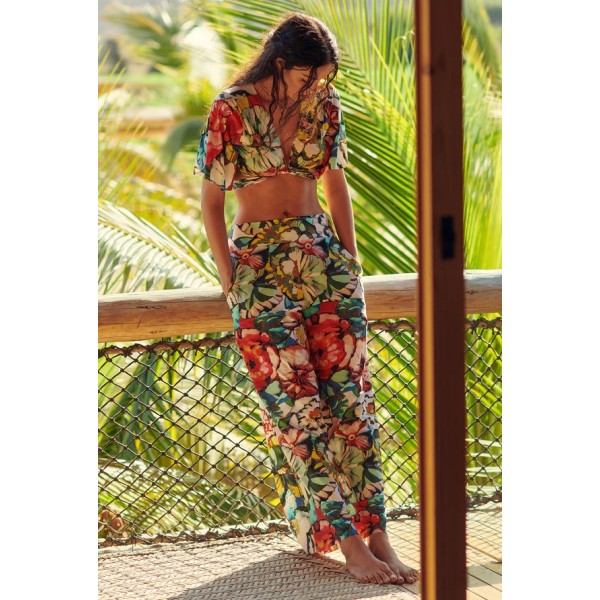 TAINY FLOWERS/ Crop-top cache-coeur imprimé