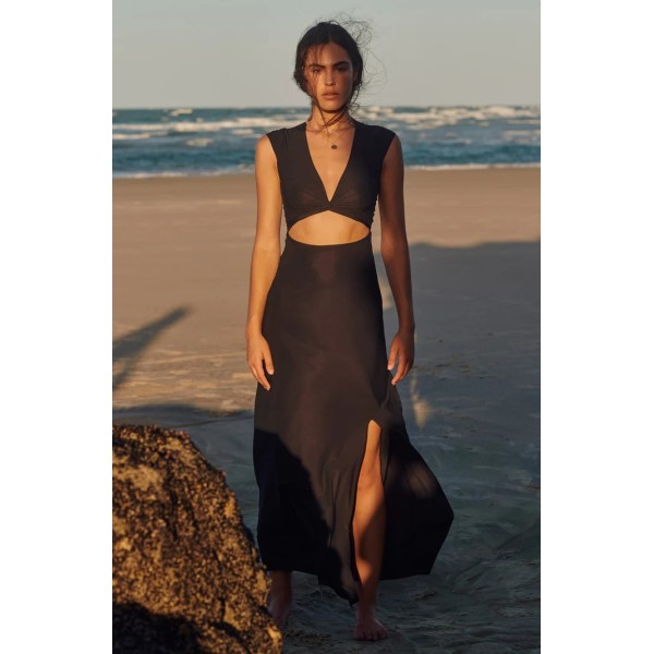 KOLIL NOIR / Robe longue crop-top