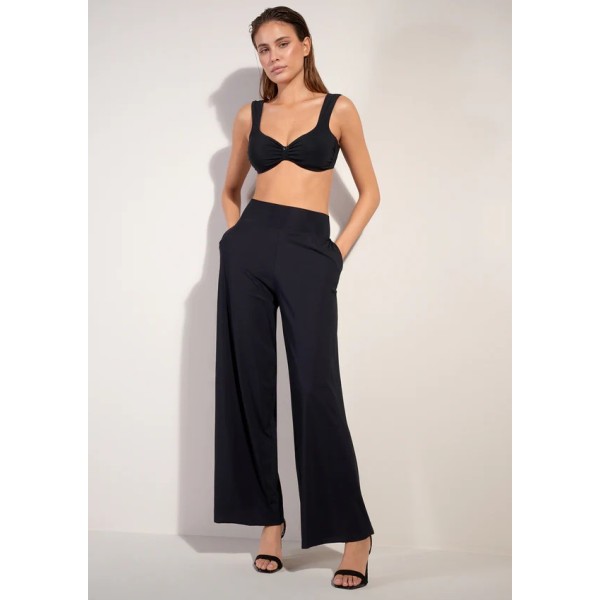 PITTA NOIR/ Pantalon en voile fluide avec poches
