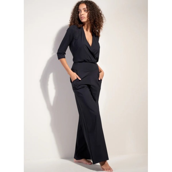 CARIN NOIR / Combinaison pantalon cache-coeur