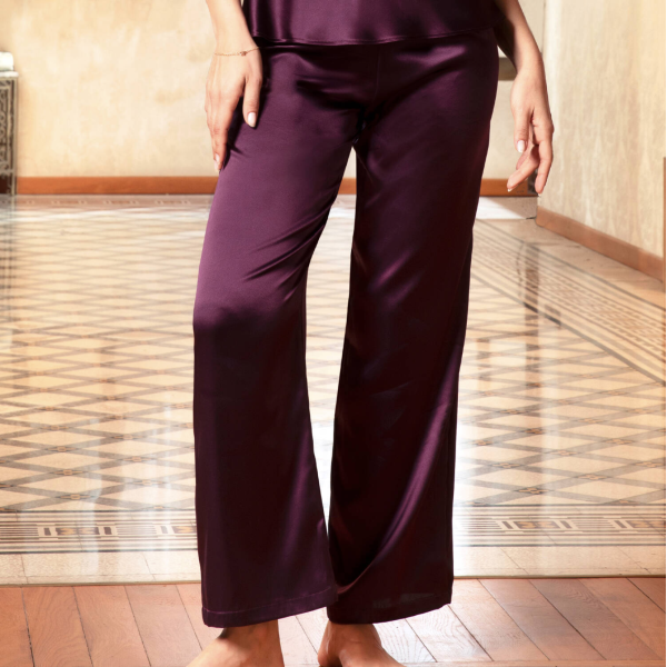 ELEGANCE ARTIST / PANTALON SATIN SOIE ORCHIDEE