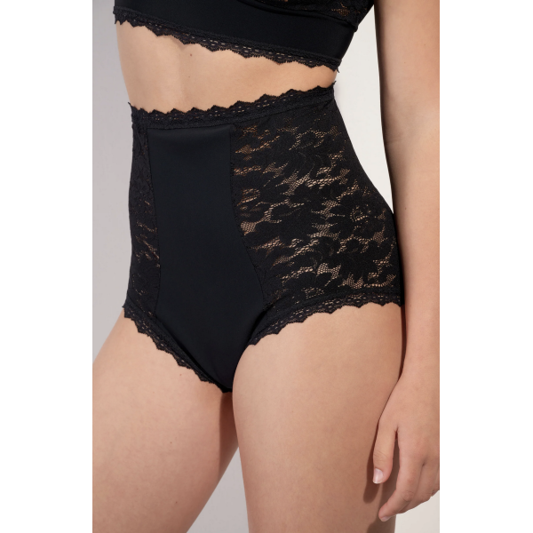 NEL NOIR / CULOTTE HAUTE GAINANTE DENTELLE
