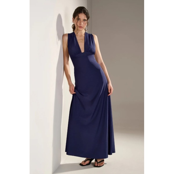 REENA NAVY / ROBE LONGUE ÉVASÉE DÉCOLLETÉE