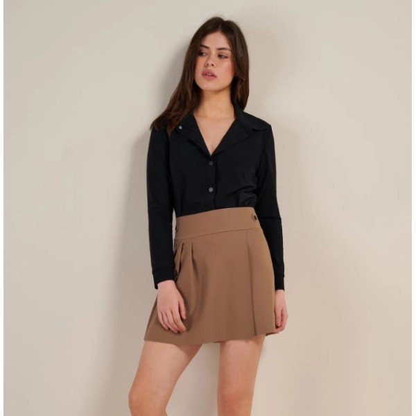 SANDRY NOIR / CHEMISE EN SENSITIVE AVEC BOUTONS SYSMETRIQUES