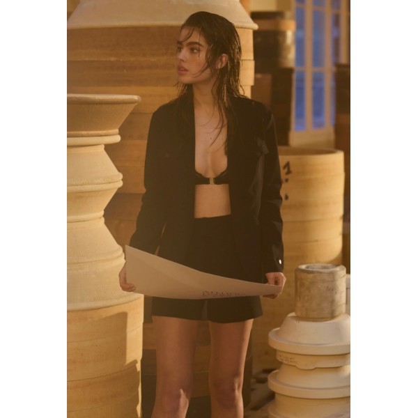SAUL NOIR / SOUTIEN-GORGE TRIANGLE RESILLE DENTELLE